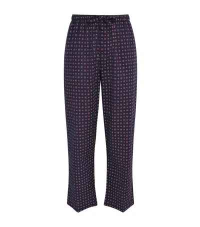 Derek Rose Cotton Nelson Lounge Trousers In Blue