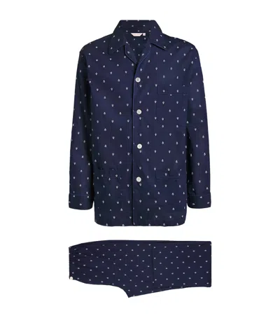 Derek Rose Cotton Nelson Pyjama Set In Blue