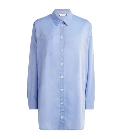 Derek Rose Cotton Nightshirt In Blue