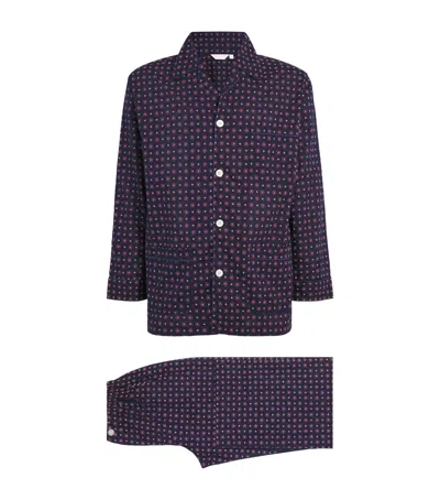 Derek Rose Cotton Printed Nelson Pyjama Set In Blue