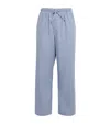Derek Rose Cotton Puppytooth Lounge Trousers In Blue