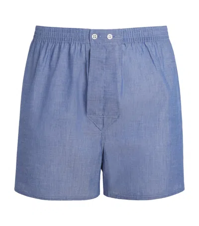 Derek Rose Cotton Traditional Amalfi Boxer Shorts In Blue