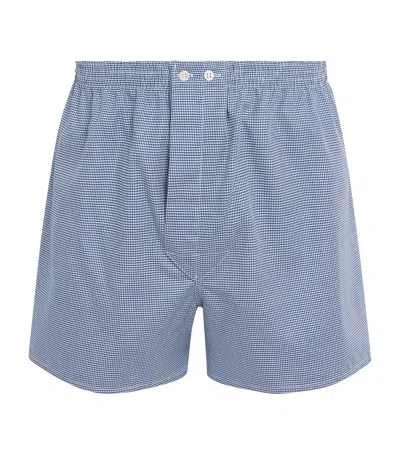 Derek Rose Cotton Traditional Boxers In Blue