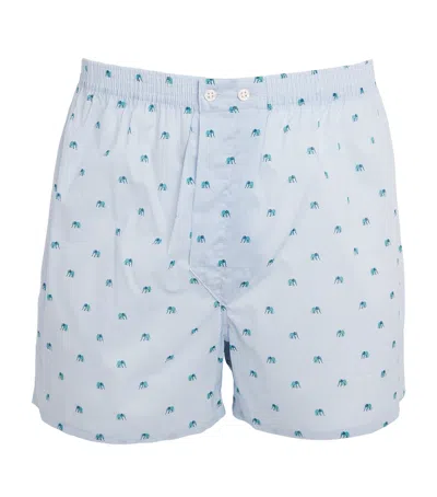 Derek Rose Cotton Traditional Boxers In Blue