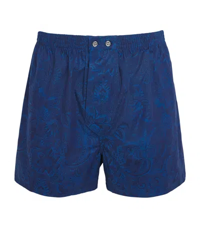 Derek Rose Cotton Traditional Boxers In Blue