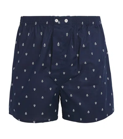 Derek Rose Brindisi Printed Silk-satin Boxer Shorts In Blue