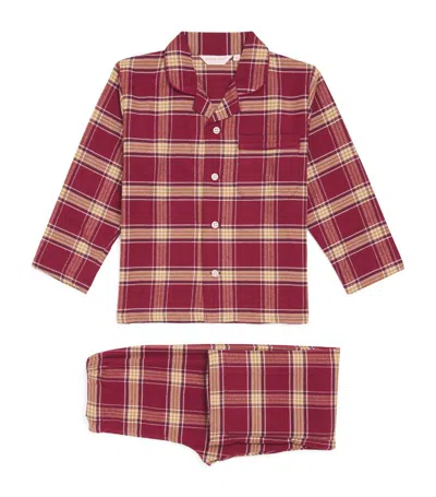 Derek Rose Kids' Check Print Kelburn Pyjamas (3-16 Years) In Burgundy
