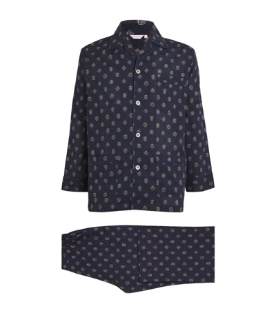 Derek Rose Ledbury Pyjama Set In Navy