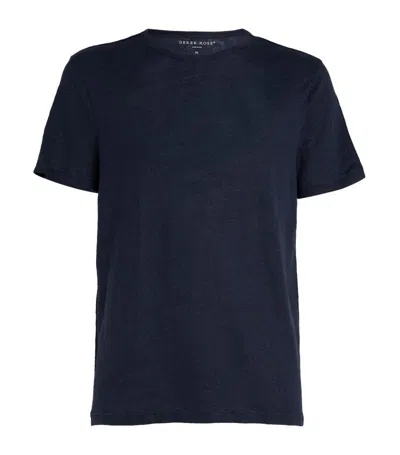 Derek Rose Linen Jordan T-shirt In Navy