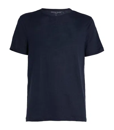Derek Rose Jordan Crewneck Linen T-shirt In Navy