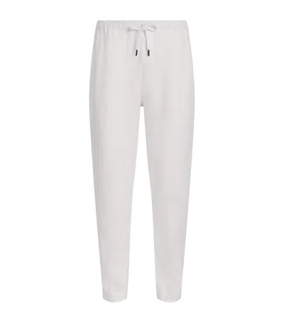 Derek Rose Linen Vienna Straight Trousers In White