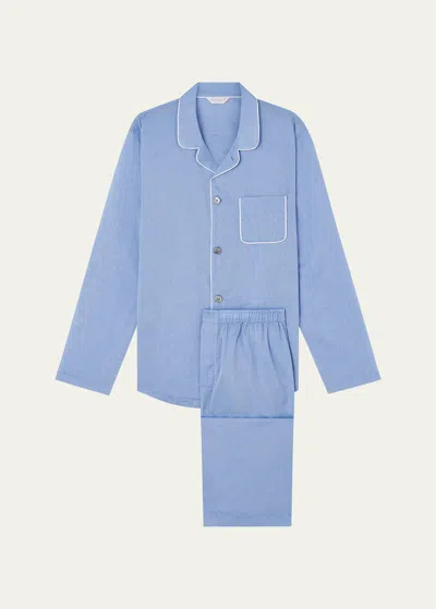 Derek Rose Men's Amalfi 1 Long Cotton Pajama Set In Metallic