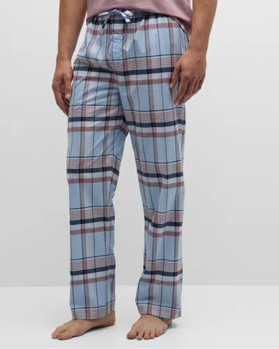 Derek Rose Men's Barker Plaid Cotton Lounge Pants In Blue