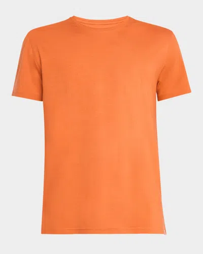 Derek Rose Men's Basel Crewneck T-shirt In Orange