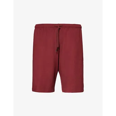 Derek Rose Mens Burgundy Basel Drawstring Waistband Straight Leg Relaxed Fit Stretch-modal Shorts