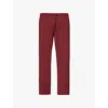 Derek Rose Mens Burgundy Basel Drawstring Waistband Straight Leg Relaxed Fit Stretch-modal Trousers In Burgundy