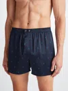 Derek Rose Mens Navy Brindisi Graphic-print Silk Boxer Shorts In Navy