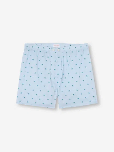 Derek Rose Men's Classic Fit Boxers Cotton Batiste Blue Elephant Print