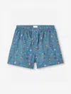 Derek Rose Men's Classic Fit Boxers Cotton Batiste Blue Sea Friends Print In Blue