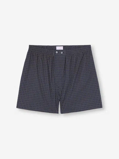 Derek Rose Men's Classic Fit Boxers Cotton Batiste Navy Jungle Leaf Print