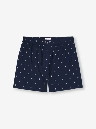 Derek Rose Men's Classic Fit Boxers Cotton Batiste Navy Paisley Motif