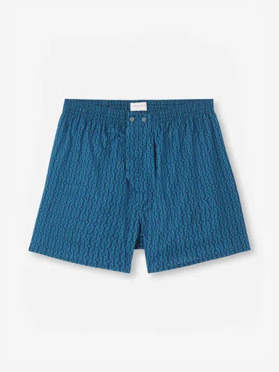 Derek Rose Men's Classic Fit Boxers Cotton Batiste Navy Rope Print