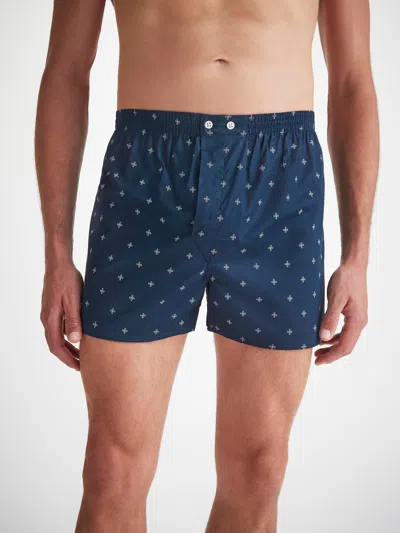 Derek Rose Cotton Traditional Boxers In Blue