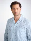 Derek Rose Mens Blue Ledbury Striped Elephant-print Cotton Pyjamas In Blue