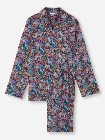 Derek Rose Men's Classic Fit Pyjamas Cotton Batiste Multi Jungle Paisley Print