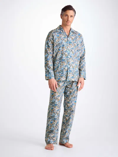 Derek Rose Men's Classic Fit Pyjamas Cotton Batiste White Jungle Paisley Print