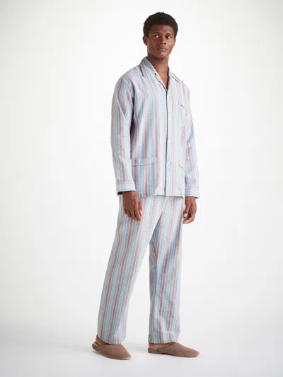 Derek Rose Men's Classic Fit Pyjamas Kelburn 46 Brushed Cotton Blue