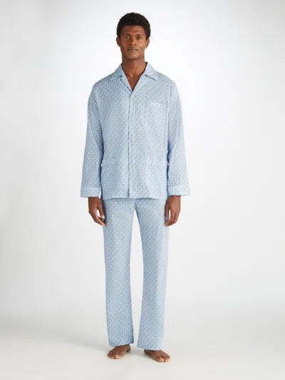 Derek Rose Men's Classic Fit Pyjamas Ledbury 72 Cotton Batiste Blue