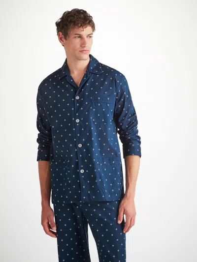 Derek Rose Men's Classic Fit Pyjamas Cotton Batiste Navy Sailor's Knot Print