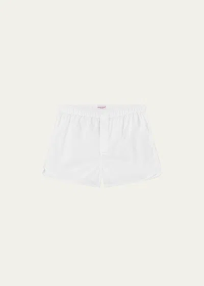 Derek Rose Men's Cotton Poplin Solid Boxers In White