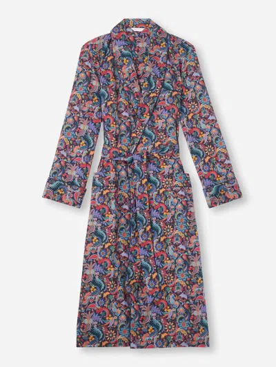 Derek Rose Men's Dressing Gown Cotton Batiste Multi Jungle Paisley Print