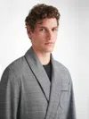 Derek Rose Men's Dressing Gown Kelburn 42 Brushed Cotton Black In Black