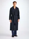 Derek Rose Men's Dressing Gown Westminster 2 Wool Navy