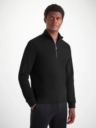 Derek Rose Men's Half-zip Pullover Quinn Cotton Modal Black