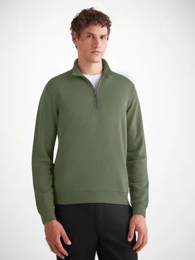 Derek Rose Men's Half-zip Pullover Quinn Cotton Modal Soft Green
