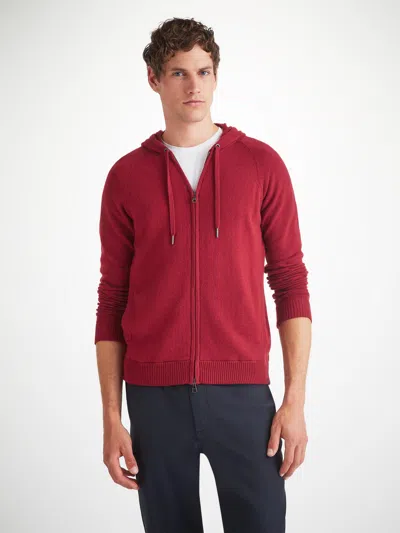 Derek Rose Men's Hoodie Finley Cashmere Cardinal Red