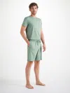 Derek Rose Men's Lounge Shorts Basel Micro Modal Stretch Eucalyptus In Green