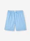 Derek Rose Men's Lounge Shorts Cotton Batiste Blue Jungle Leaf Print