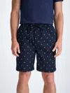 Derek Rose Mens Navy Nelson Graphic-print Straight Leg Relaxed-fit Cotton Pyjama Shorts Xxl In Navy