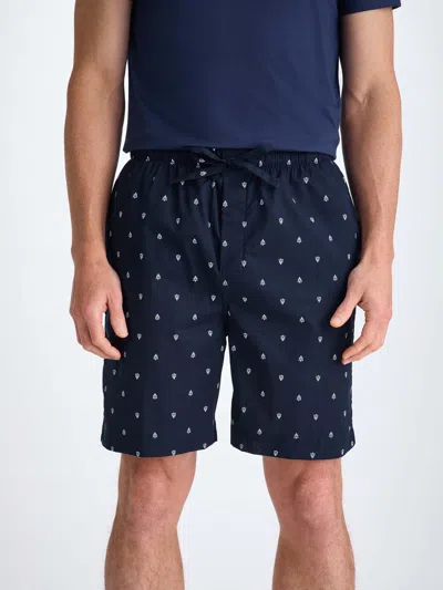 DEREK ROSE DEREK ROSE MEN'S LOUNGE SHORTS COTTON BATISTE NAVY PAISLEY MOTIF