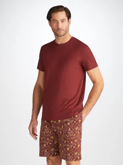 Derek Rose Basel Crewneck Stretch-jersey T-shirt In Burgundy