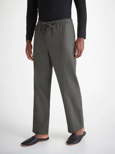 Derek Rose Men's Lounge Trousers Balmoral Brushed Cotton Charcoal