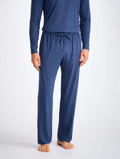 DEREK ROSE DEREK ROSE MEN'S LOUNGE TROUSERS BASEL MICRO MODAL STRETCH SAPPHIRE