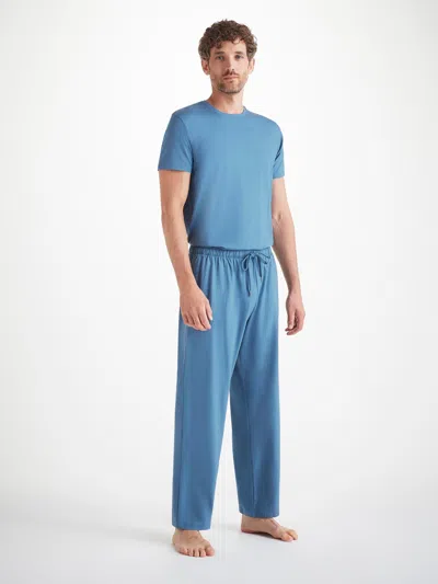 Derek Rose Men's Lounge Trousers Basel Micro Modal Stretch Steel Blue