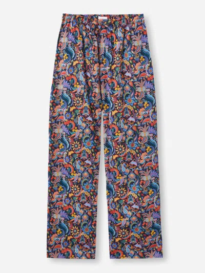 Derek Rose Men's Lounge Trousers Cotton Batiste Multi Jungle Paisley Print