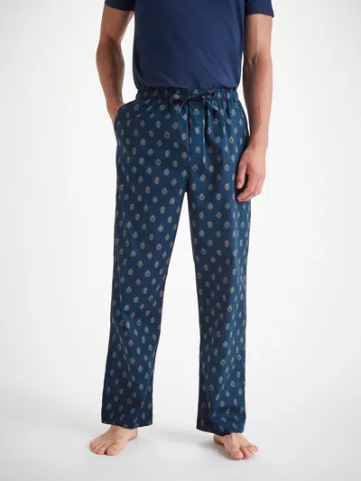 Derek Rose Ledbury Printed Cotton-batiste Pyjama Trousers In Navy